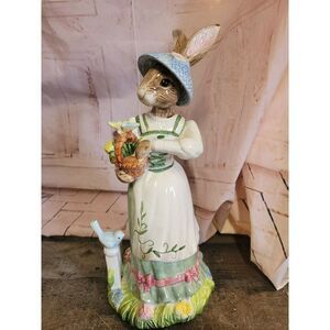 Ceramic gardening Bunny AS IS Easter flower bird